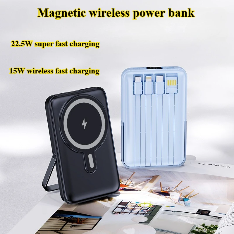 

Magnetic Power Bank with Bracket 50000mAh for Magsafe Built-in PD 20W Two-way Fast Charging External Battery for iPhone Samsung