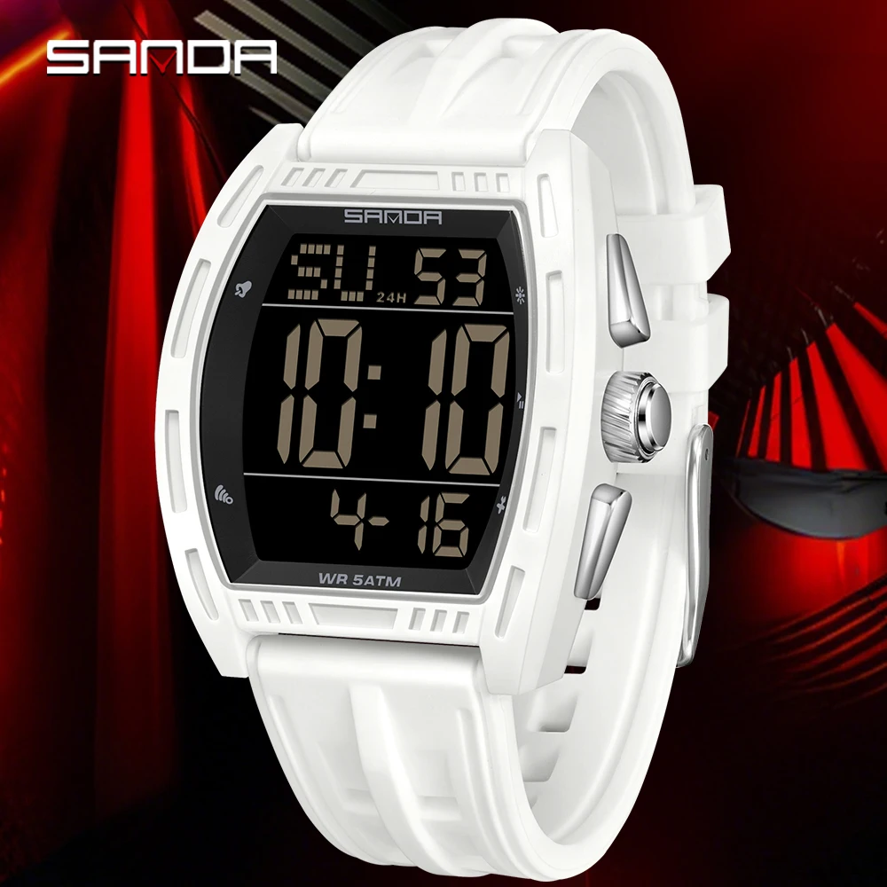 

Мужские часы SANDA Fashion Cool: электронные, водонепроницаемые (5ATM), ударопрочные, с большим цифровым дисплеем и ночным подсветкой