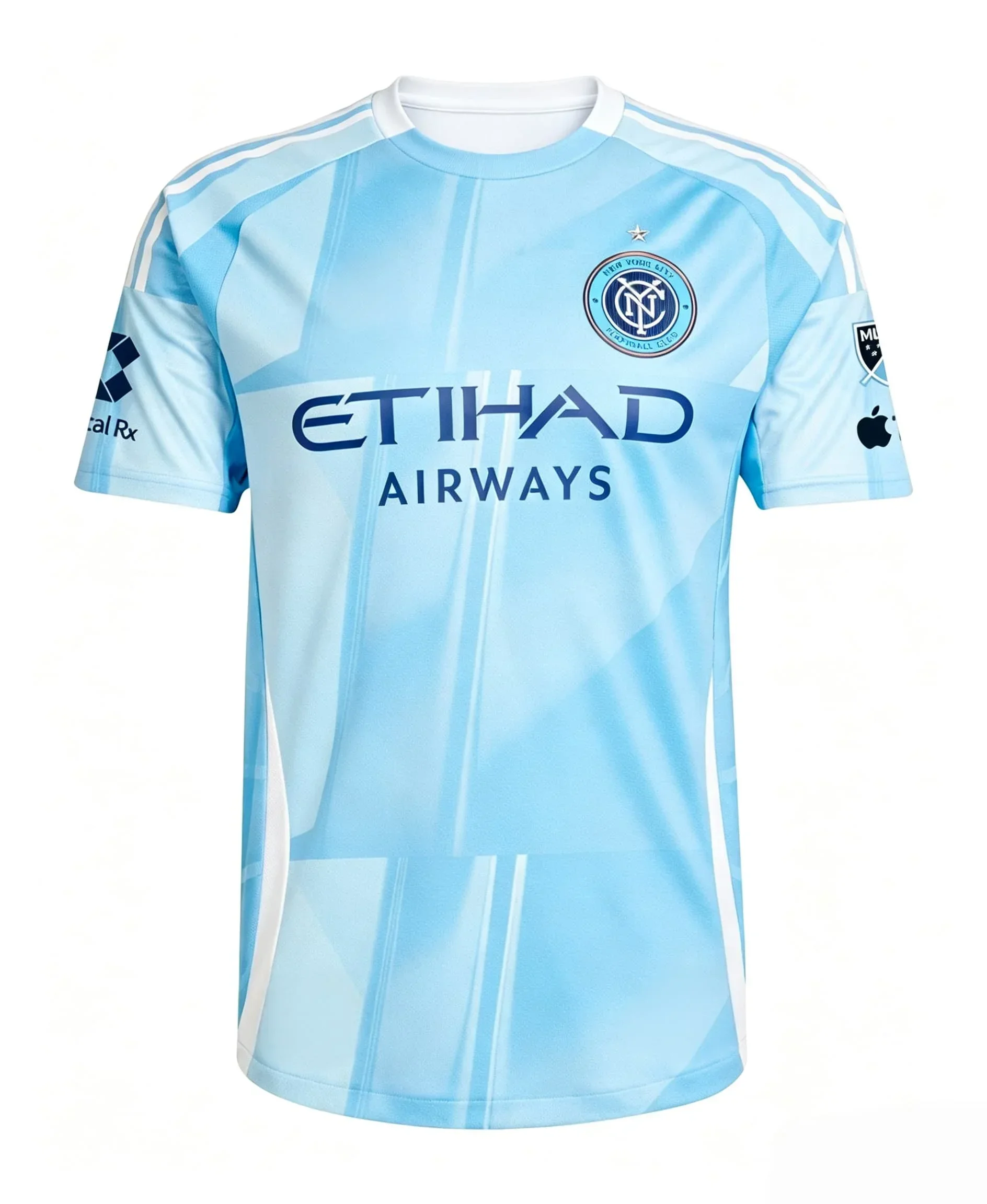 26-27 New York City FC Heimtrikot Herren Kurzarm Schnelltrocknendes Fußballtrikot Fan-Version Sportuniform Moto – Detail 2