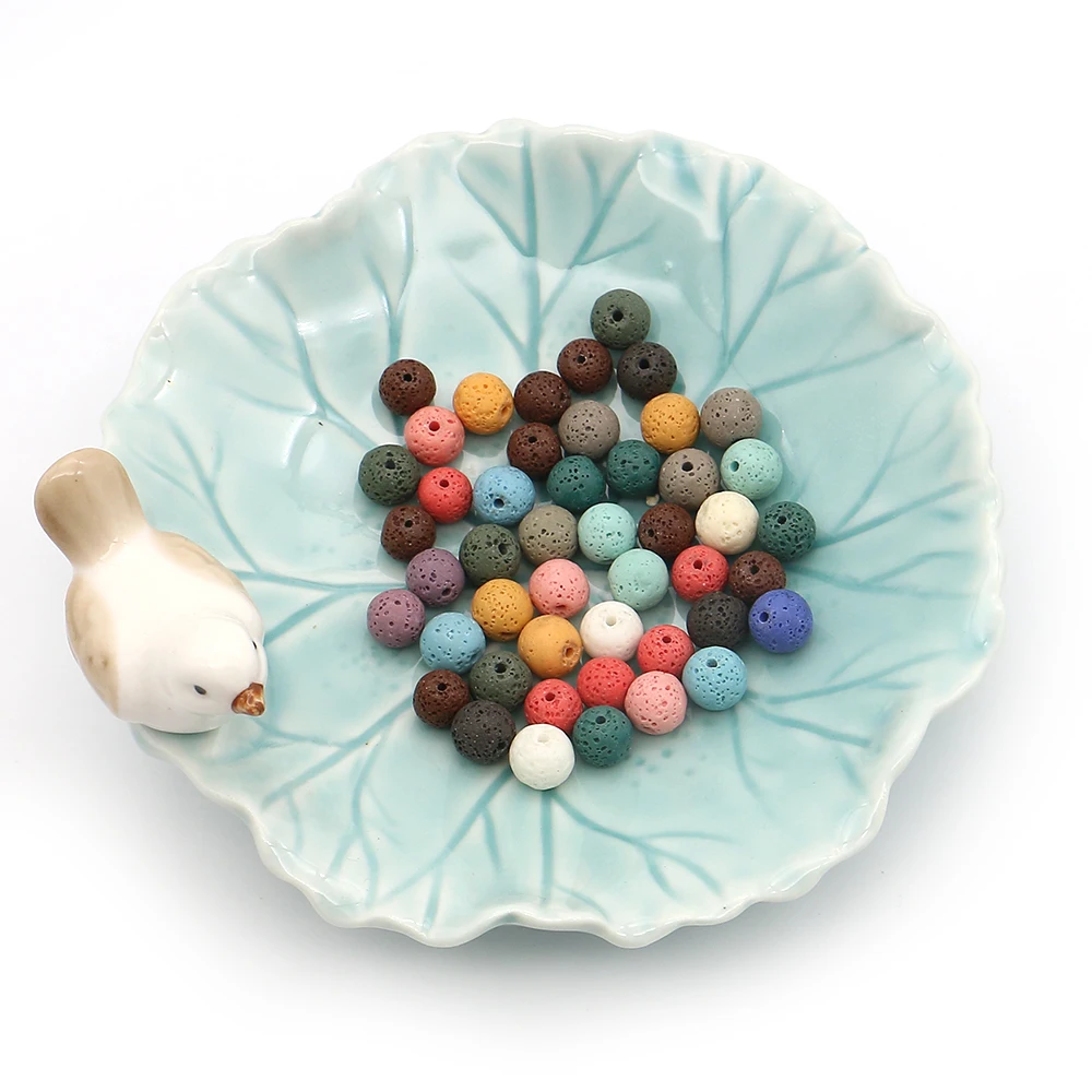 

Natural Volcanic Rock Loose Beads Straight Hole Round Beads DIY Hand-woven Bohemian-style Bracelets Anklets Necklace Accessories