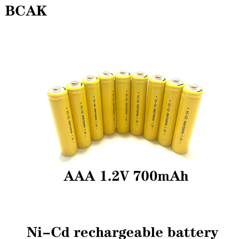 BCAK 10PCS AAA 1.2V Nickel Cadmium Rechargeable Batteries 700mAh for Electric Toy Alarm Clock Flashlight Shaver