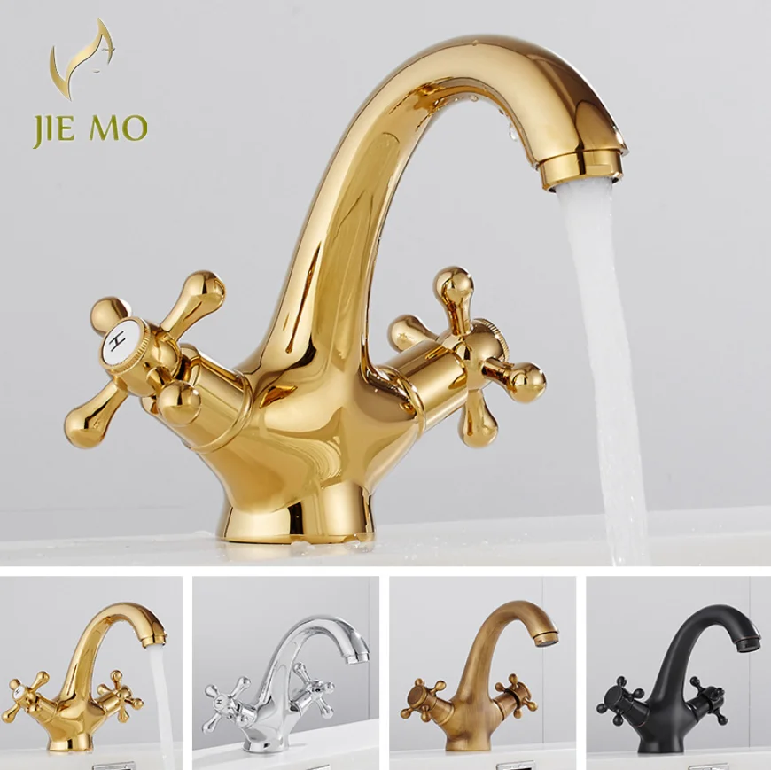 

Позолоченный антикварный смеситель для раковины, смеситель для мытья рук в ванной, смеситель для раковины с подачей холодной и горячей воды, ретро-смеситель для раковины на столешницу.
