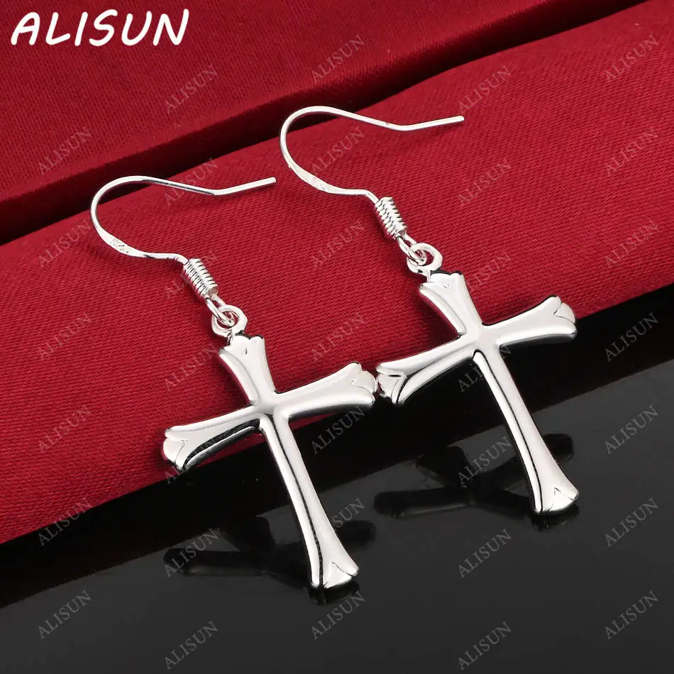 

ALISUN 925 Sterling Silver Cross Earrings Drop Earrings Charm Trend Birthday Gifts Fashion Party Fine Jewelry