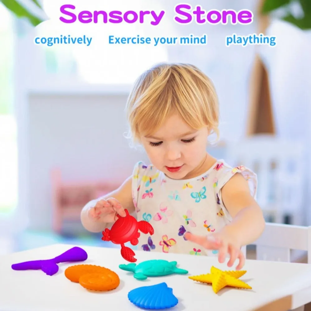 Children's Sensory Toys Silicone Textured Stone, Christmas and Halloween Gifts, Boys' and Girls' Toys