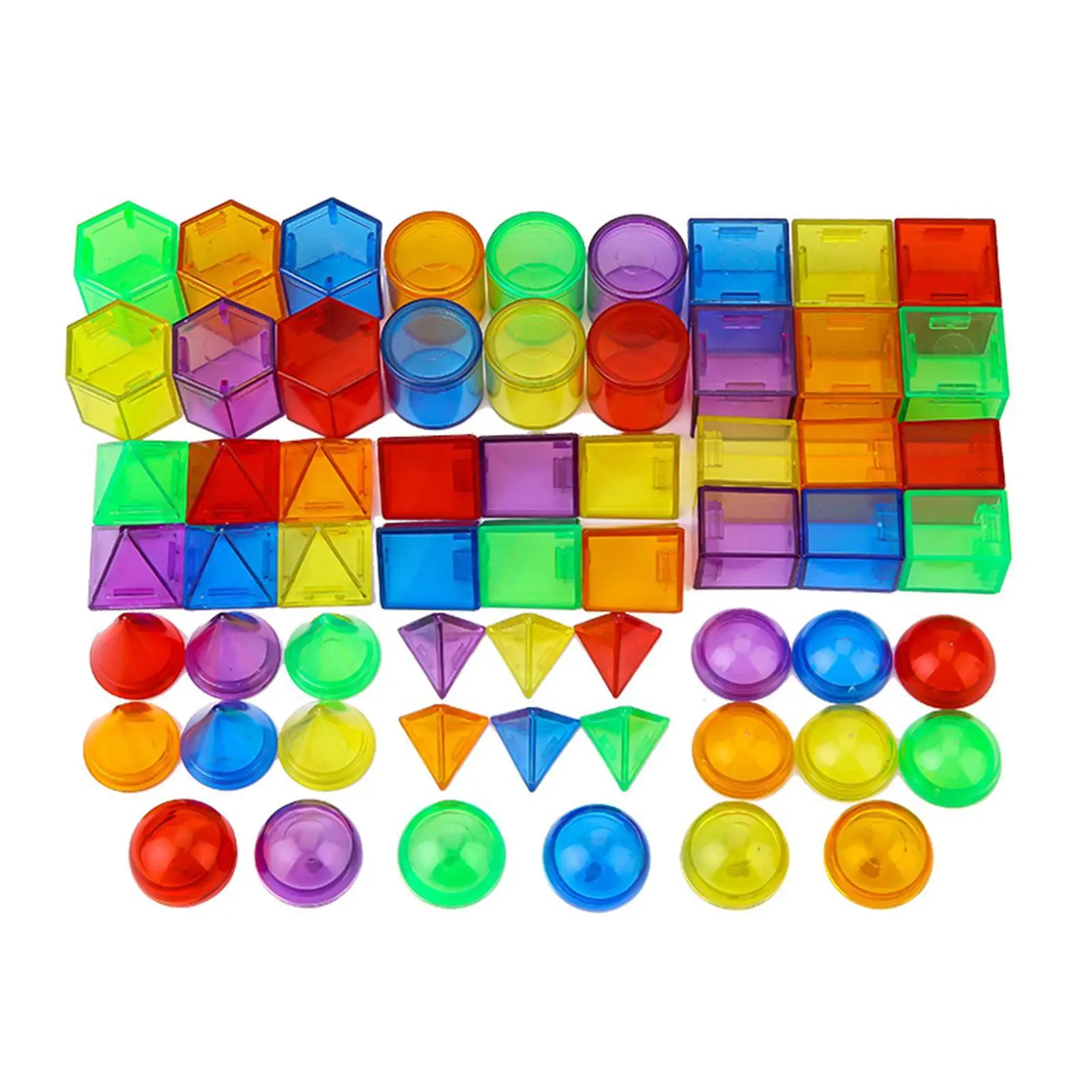 60x Geometric Shapes for Kids for Teaching Manipulatives Light Table Toys Colorful Geometric Solids for Children Boys Girls Kids