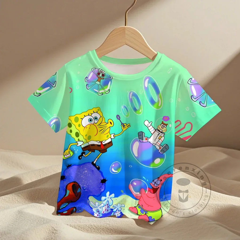 

Summer T-shirt Tops New Cartoon Anime Tshirt Kids Clothing Boys Girls Cartoon Game Boys SpongeBob 3D Printing Clothes