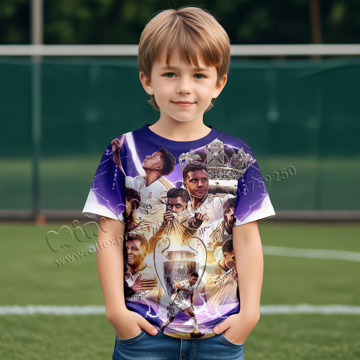 3D Printing Real Madrid Star men's and children's 2024 summer children's clothing children's cool T-shirts  boys' clothing