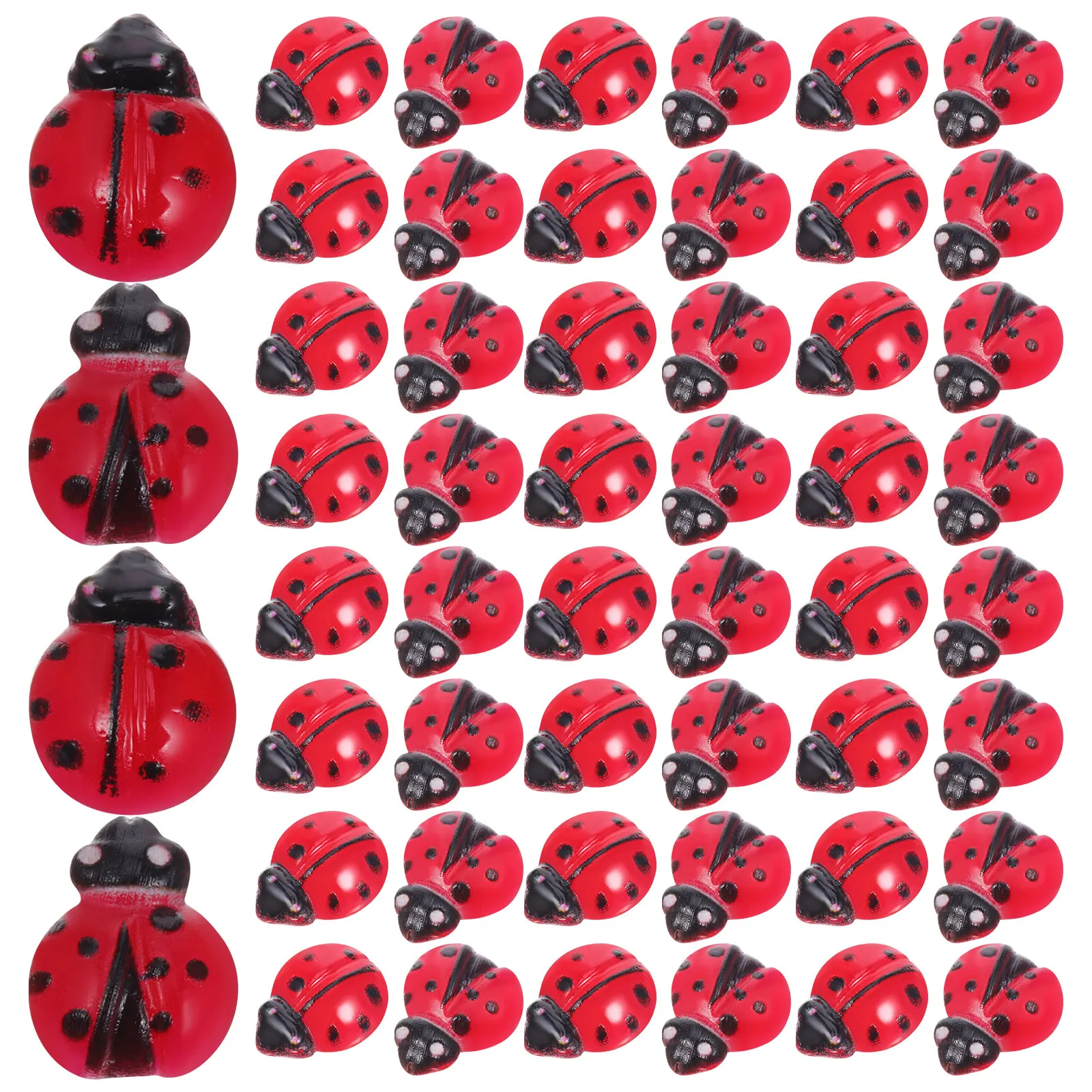 

100Pcs Resin Mini Ladybug Outdoor Garden Decorations Tiny Miniature Animal Statues Detailed Micro Landscape Craft Accessories
