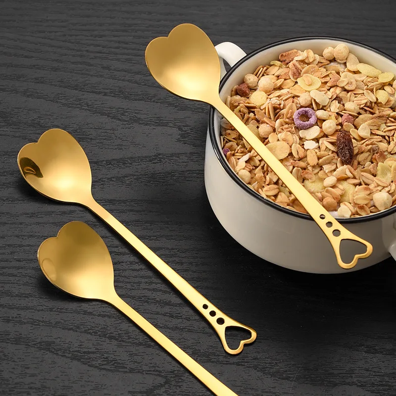 Cuchara de café en forma de corazón, cucharaditas de acero inoxidable, cuchara mezcladora, postre, merienda, helado, leche, vajilla, herramienta de cocina