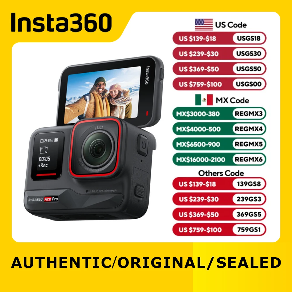 Insta360 Ace Pro - Cámara de acción impermeable de ingeniería compartida con Leica, sensor insignia de 1/1,3\