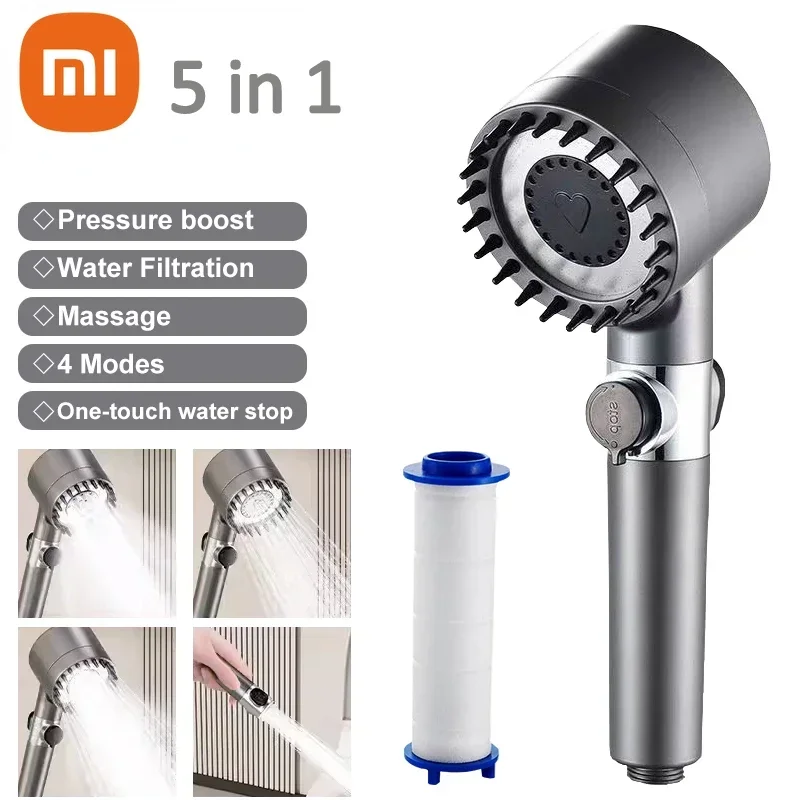 Xiaomi Mijia 4 Modes Shower Head High Pressure Showerhead One-Key Stop Water Massage Shower Head with Filter Element Bathroom