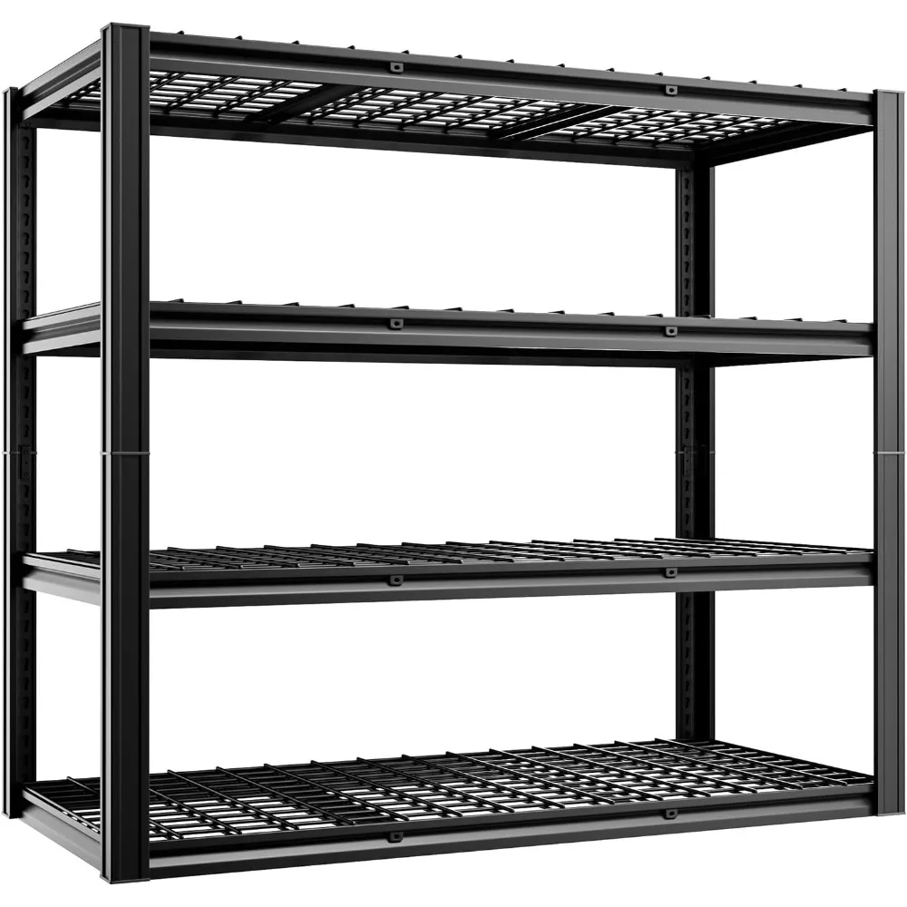 

4-Tier 60”W Garage Shelving Heavy Duty 2500LBS Garage Storage Rack 60" W Basement Warehouse Storage Shelves Units Adjustable Met