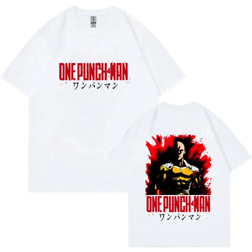 أنيمي واحد لكمة رجل سايتاما تي شيرت الرجال النساء الملابس موضة Harajuku بلايز الذكور Vintage المتضخم التي شيرت Unsiex القطن تيز