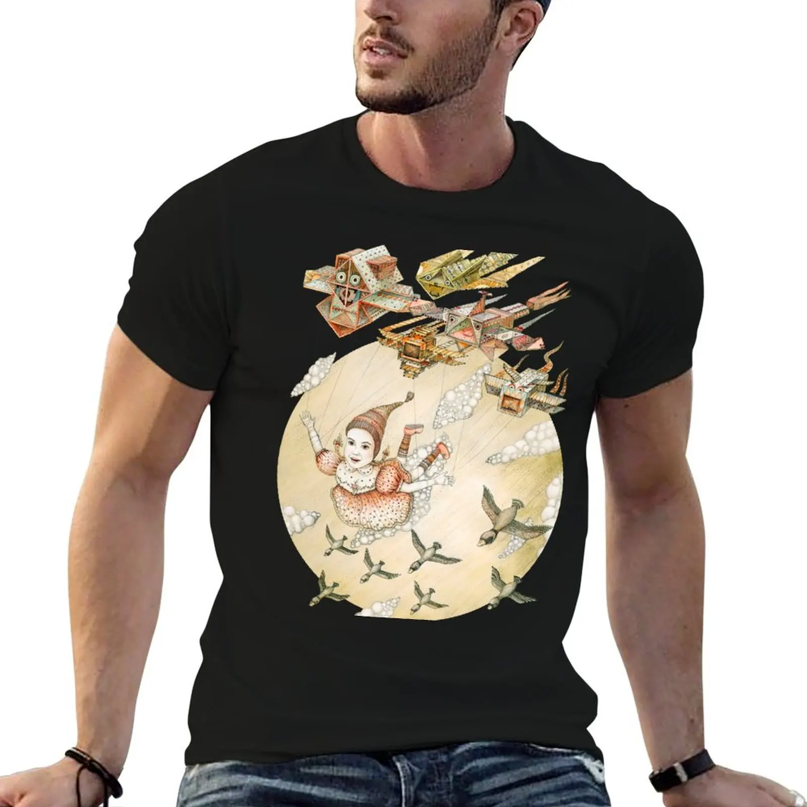 kite girl fly T-Shirt quick drying designer shirts funny t shirts men