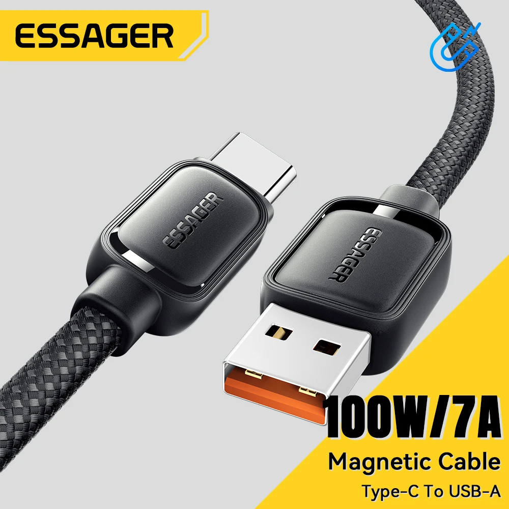 

Essager 7A USB A To Type C Fast Charging Cable 100W Magnetic Suction Anti Winding Data Wire Cord For iPhone 15 Huawei Xiaomi