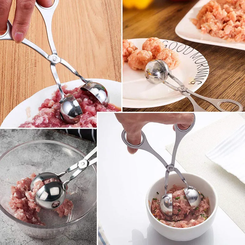 

Meat Ballers Stainless Steel Meat Baller Tongs Non-stick Tongs Cake Meatball Maker Ice Tongs Cookie Scoop