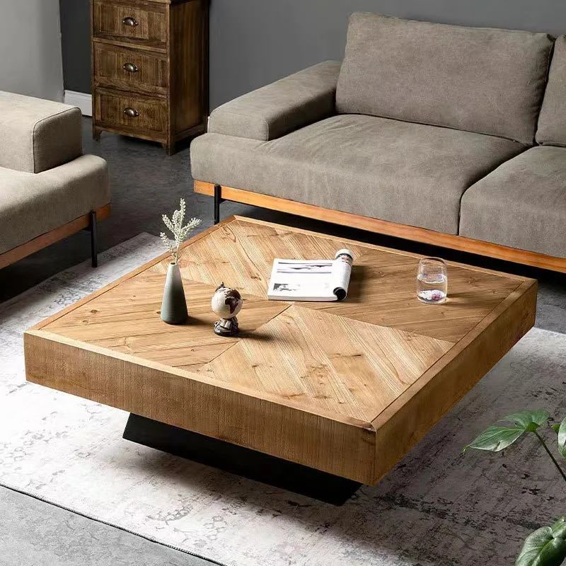 

American simple solid wood coffee table small apartment creative tea table square small coffee table