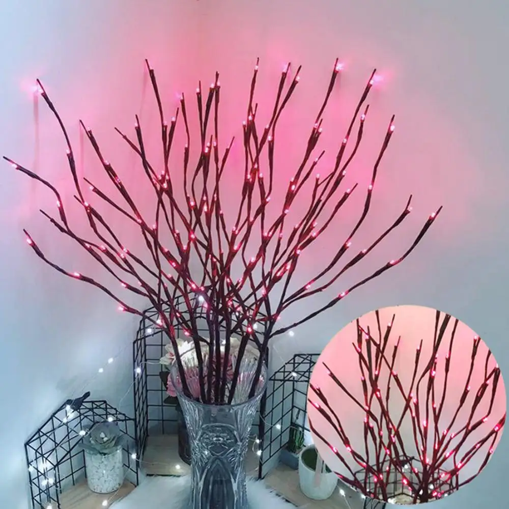 Lámpara LED de rama de sauce, luces de jarrón de ramita de sauce Artificial, alimentadas por batería para decoración de hadas de fiesta de boda, 77cm, 20 bombillas
