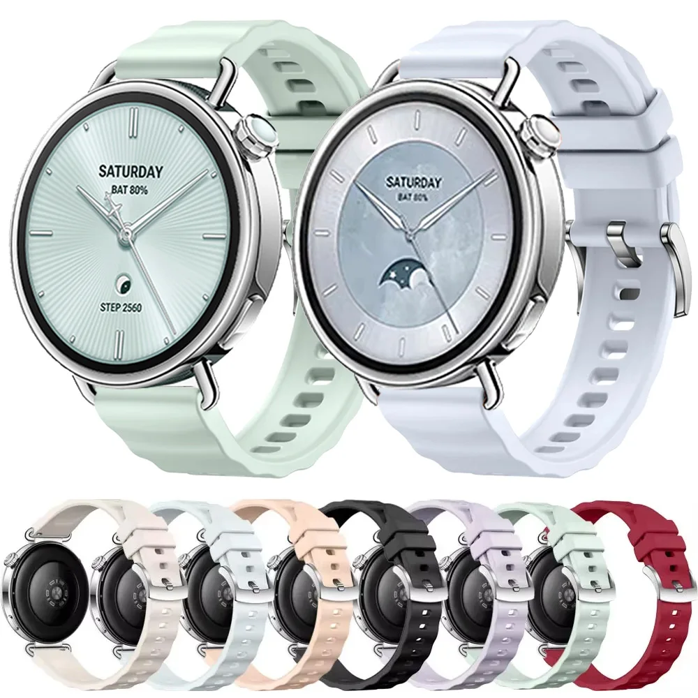 Correa de silicona ondulada de 18mm para Xiaomi Watch S4 41mm Huawei Watch GT6 GT5 GT4 41mm, correa deportiva para reloj OPPO X3 mini/X2 mini