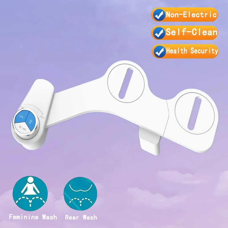 

Bidet Toilet Seat New Lightweight Ultra-thin Non-Electric Double Nozzle Adjustable Water Pressure