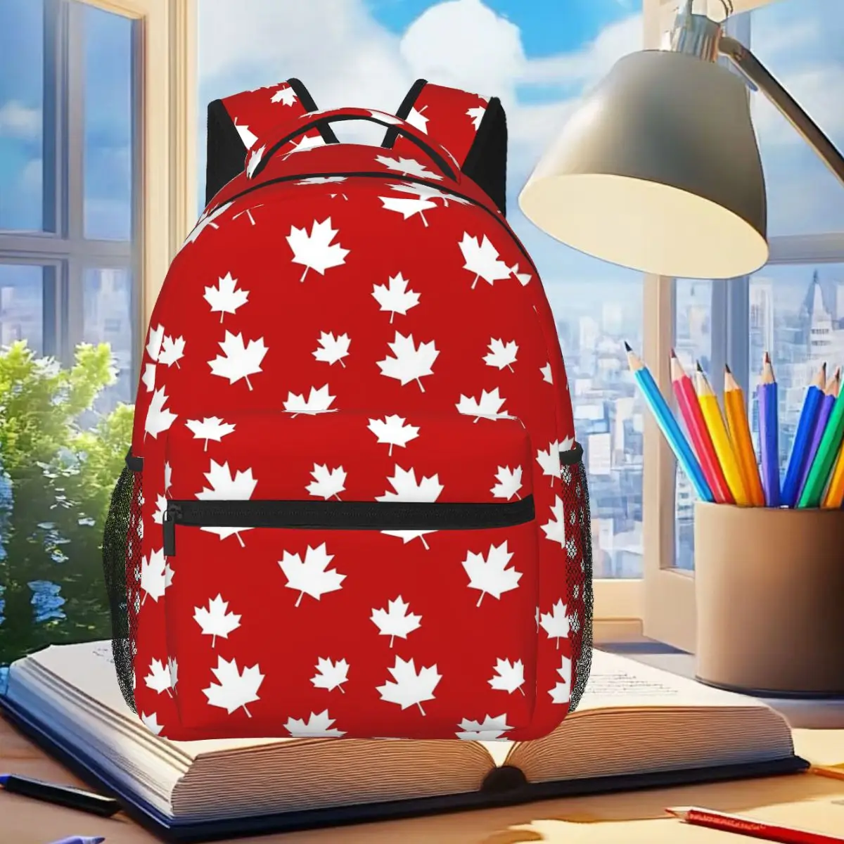 

Рюкзак с флагом Канады и кленовым листом, красный, белый, с флагом Канады, студенческий рюкзак для мальчиков и девочек, детская школьная сумка, сумка для ноутбука, сумка на плечо