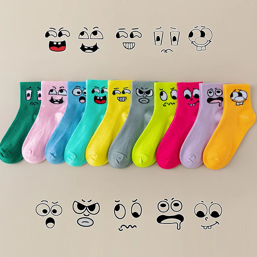 

Новые модные однотонные носки Double Smiles Candy (5/10 пар) для женщин: весенне-летние, с мультяшным принтом, средней длины, для спорта и отдыха