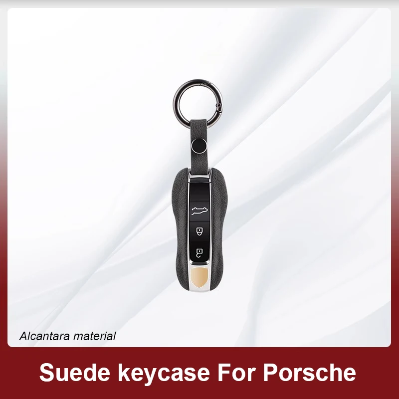 

For Porsche Cayenne Panamera 911 Taycan 2018 2019 2020 2021 2022 2023 2024 Alcantara High-quality Car Suede Key Case Cover