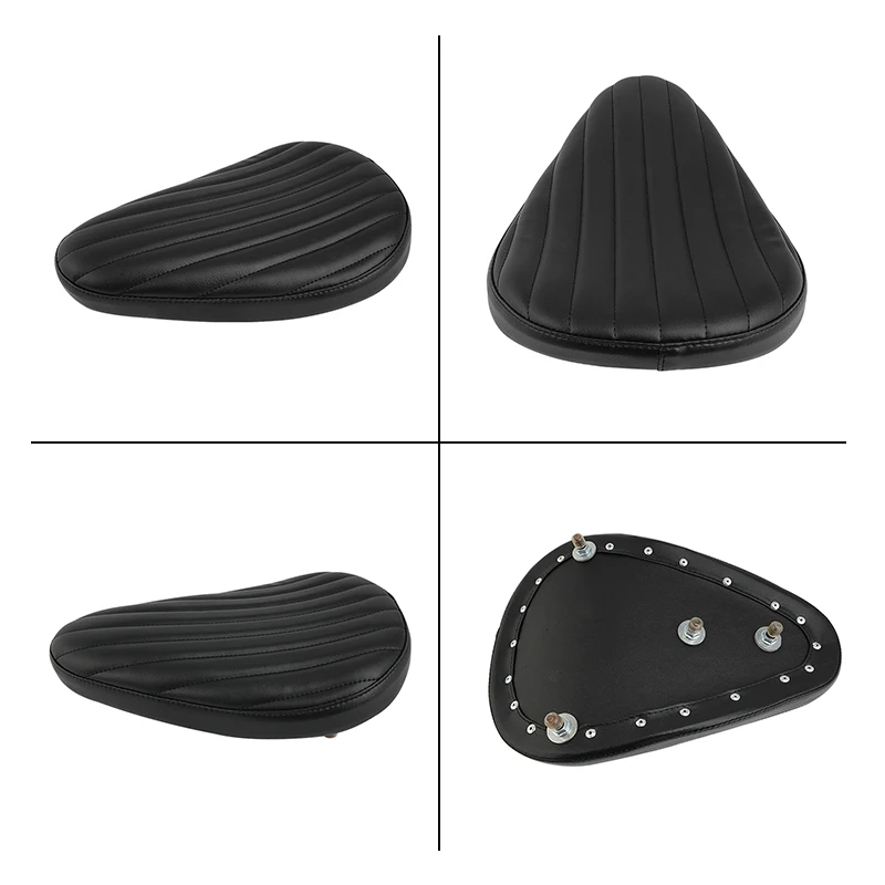 Motorcycle Black PU Leather Solo Seat Accessories For Harley Custom Chopper Sportster Bobber Honda Yamaha Kawasaki Universal