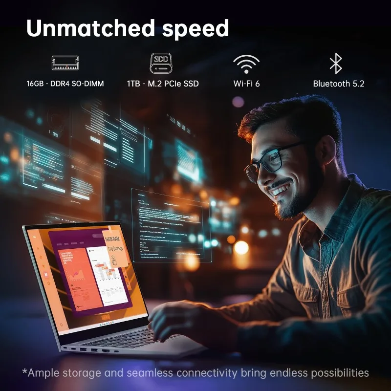 كمبيوتر محمول IPS Business، 8 Core Intel i5-12450H (Beat i7-10750H)، 16 جيجابايت رام 1 تيرابايت PCIe SSD، كمبيوتر محمول مزود بإضاءة خلفية #3