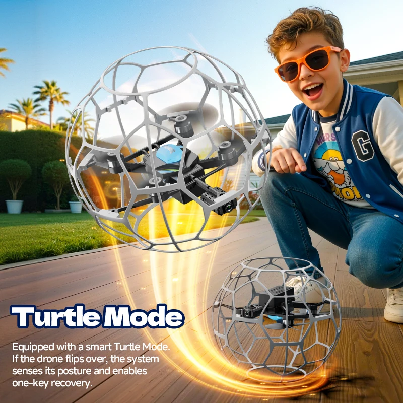 V51 Drone for Soccer Competition 3D Full Protection Brushless RC Quadcopter with HD FPV Camera RC Flying Ball Kids Gift Toys