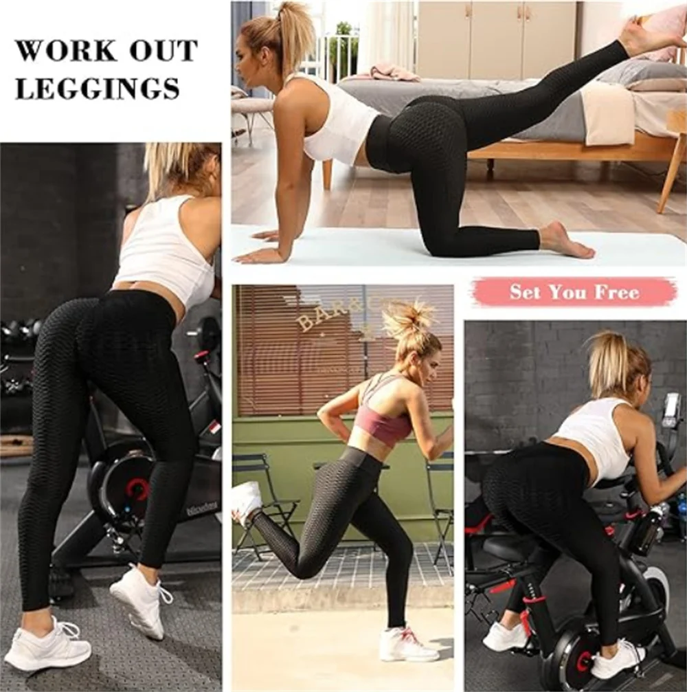 Workout Yoga Leggings Pants Butt Lifting Scrunch Booty Leggings Tummy Control Women High Waisted Gym Tights Anti Cellulite