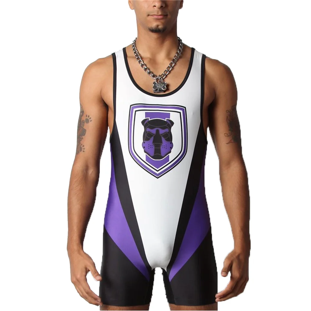 2025 Men's Wrestling Singlets Suit One Piece Tights Bodysuit Breathable Iron WWE Gym Weightlifting PowerLifting Fitness Skinsuit