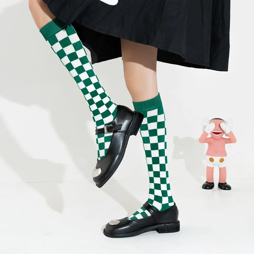 

Personality Breathable Checkerboard Harajuku Street style Plaid Women Hosiery Stockings Cotton Korean Style Socks