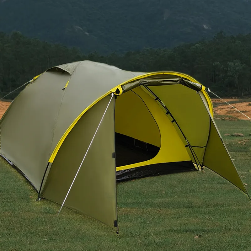 Summer Polyester Four-season Tent Outdoor Mountain Camping Hiking Professional Adventure Self-driving Family 2 Persons Thickened
