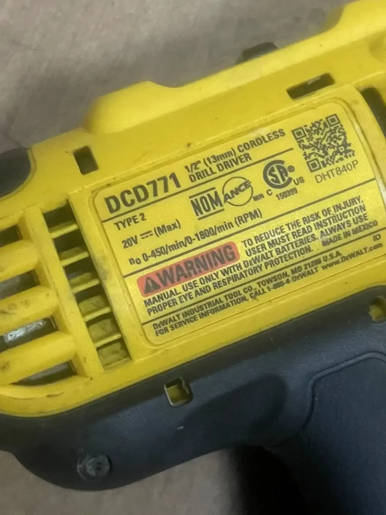 DeWALT DCD771 20V 1/2\