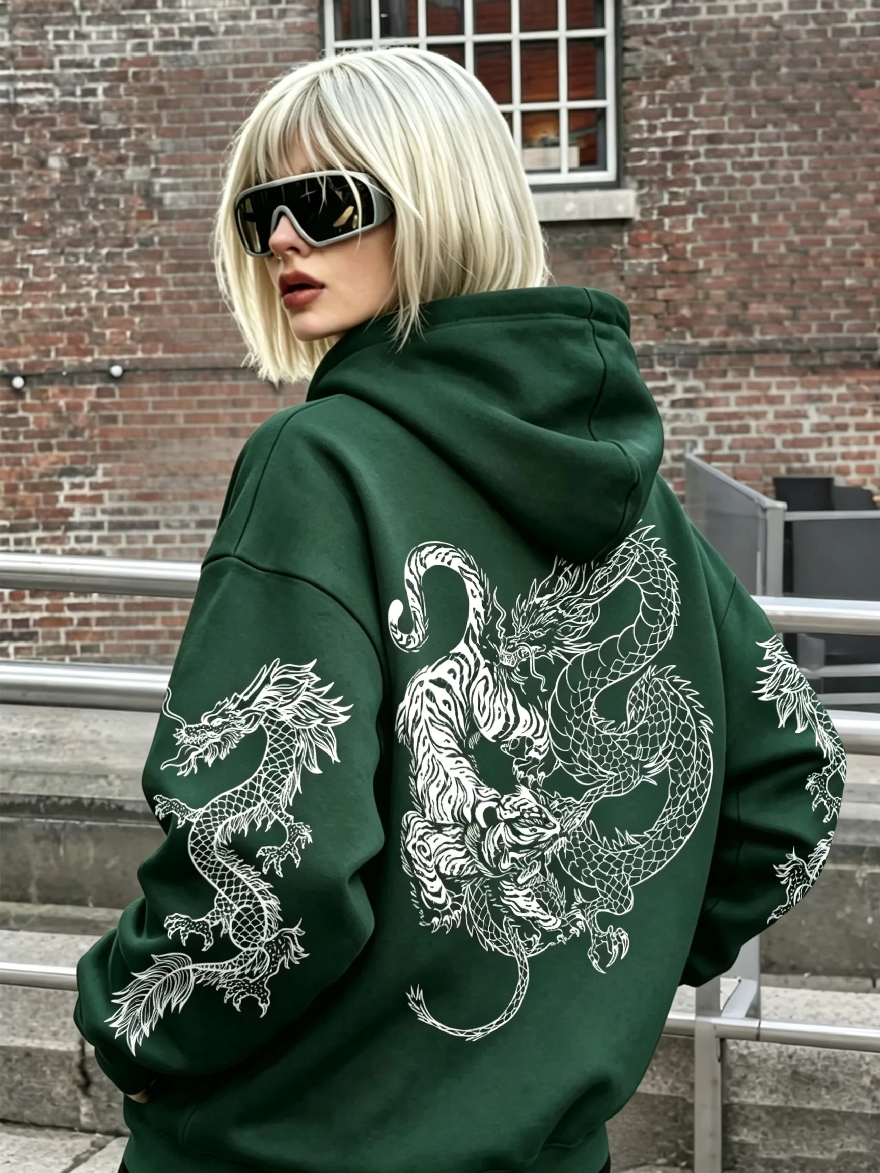2026 neuer Kapuzenpullover im Nationalstil mit dunklem Drachen- und Tigertotem! Trendiger Unisex-Hoodie im chinesischen Stil mit Drachenmuster – Detail 18
