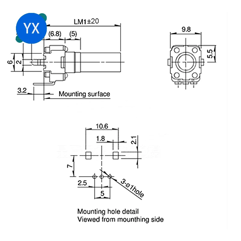 500pcs Rv09 Vertical 12.5mm Axis B1K B2K B5K B10K B20K B50K B100k 0932 Adjustable Resistor 9 Type 3pin Sealed Potentiometer