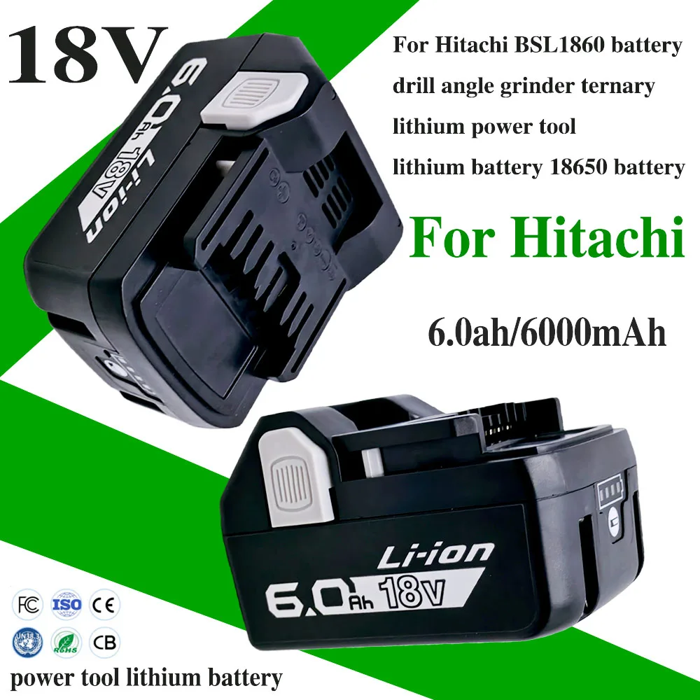 

For Hitachi 18V Cordless Power Tools for BSL1850 BSL1860 BCL1815 EBM1830 BSL1840 6000mAh Li-ion Battery