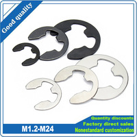 10/100X M1.2 1.5 2 2.5 3 4 5 6 8 10 11 12 13 14 to M24 Black 65Mn Stainless Steel E Clip Circlip Retaining Ring Washer for Shaft