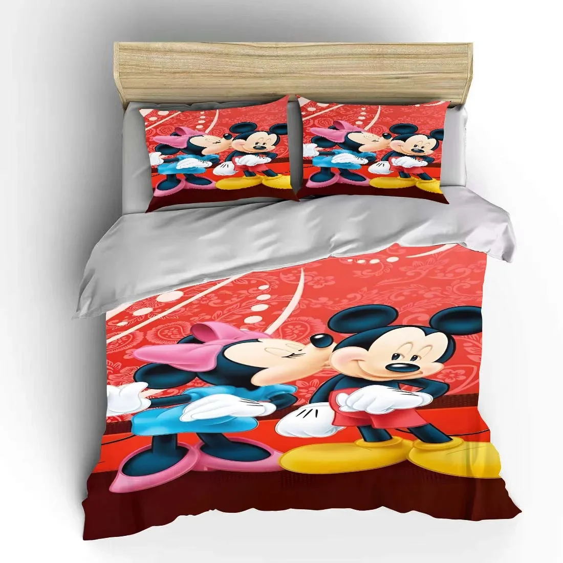 Mickey Minnie 3pcs Bedding Set Fluffy Cartoon Comforter Cover Soft Kids US Twin King Queen Size Bedding Set Baby Bedclothes