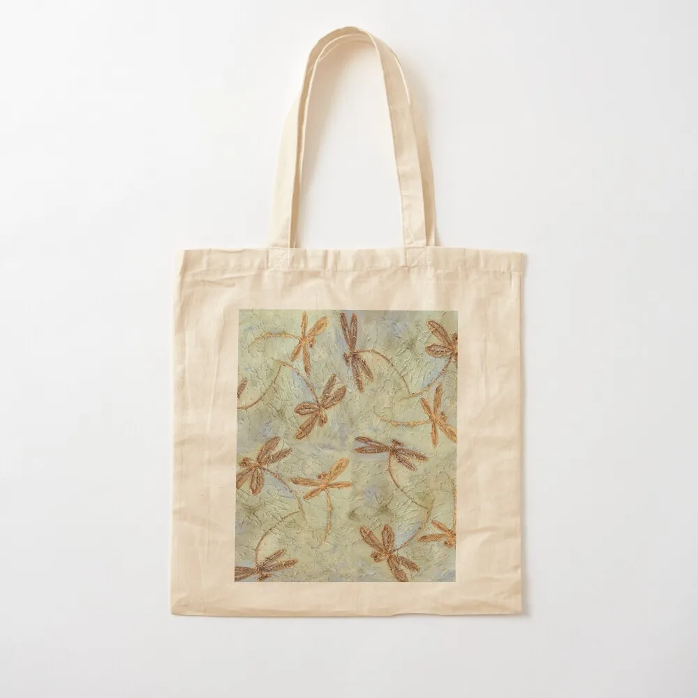 

Dragonfly Dance Gold Tote Bag hand bags Reusable bags hand bag ladies Canvas Tote Bag