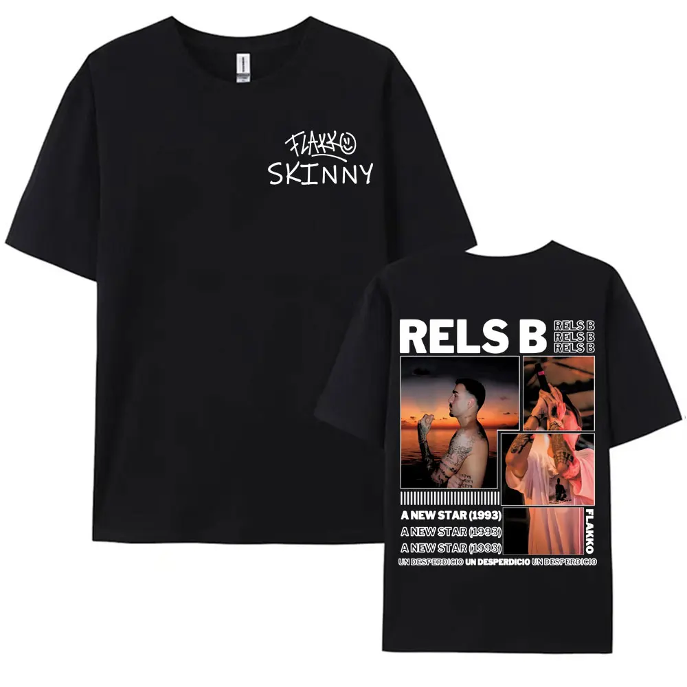 Rapper RELS B Skinny Flakk 2025 Tour T-shirt Men Clothing Fashion Hip Hop Punk Street Tshirts Unisex High Quality Cotton T Shirt