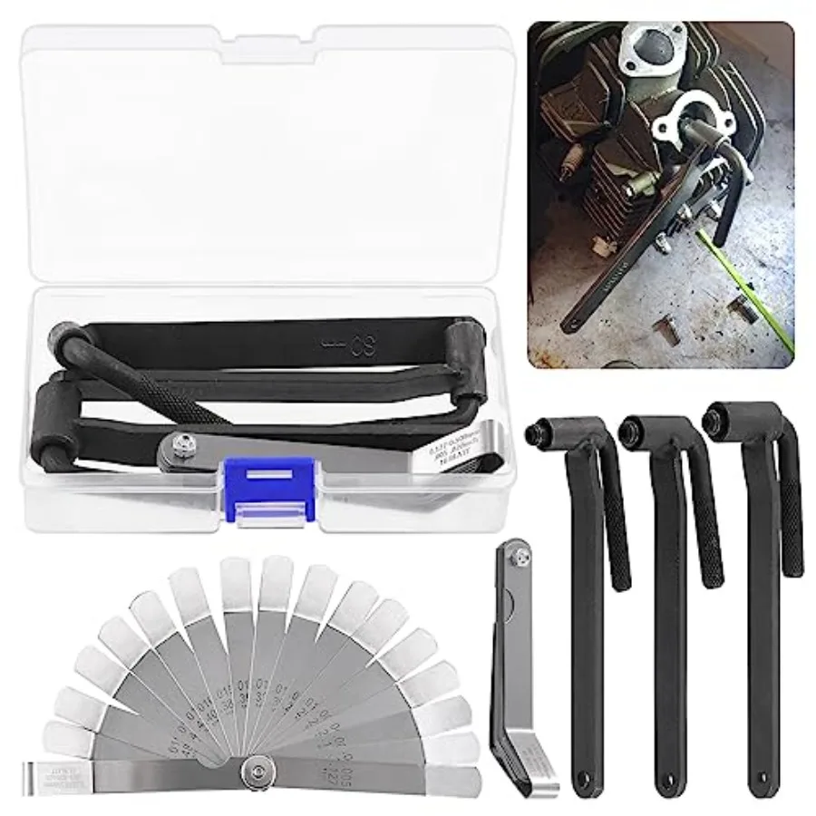 

4Pcs Motorcycle Engine Valve Screw Adjusting Spanner Tool and Feeler Gauge Set with 3Pcs 8mm 9mm 10mm Engine Valve Screw Repair