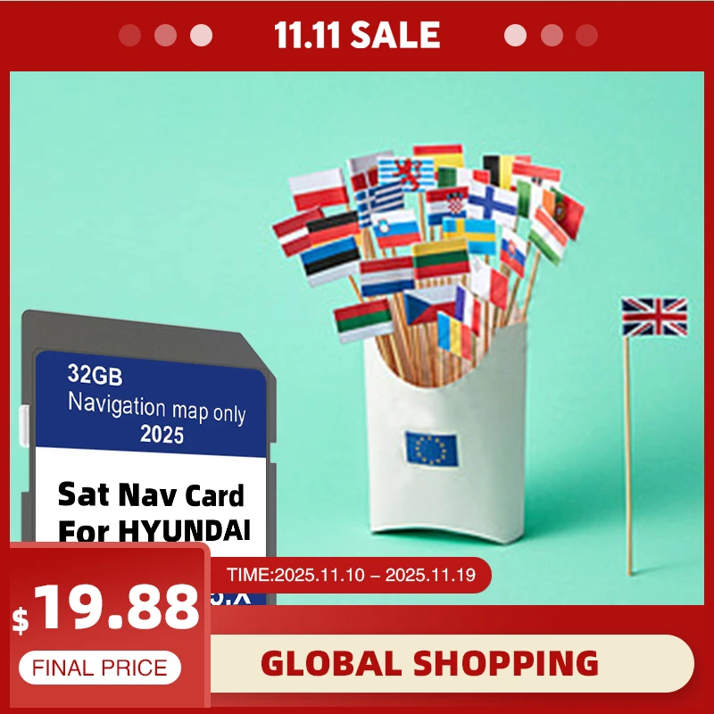 

32GB Sat Nav GEN5 Navigation Maps EU UK Update 2025 SD Memory Card for Hyundai Compact 5.X i10/i20/i30/i40/Kona/Santa/Tucson