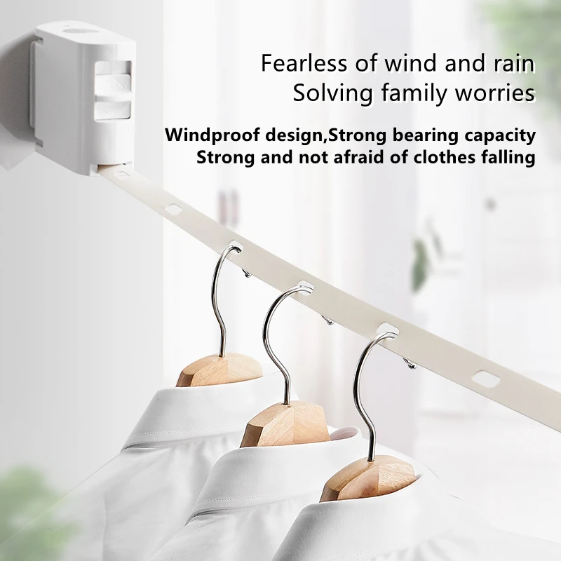 

No Drilling Indoor Outdoor Invisible Clothesline with Hanger Hole Retractable Clotheslines Clothes Drying Rack Rope Home Storage