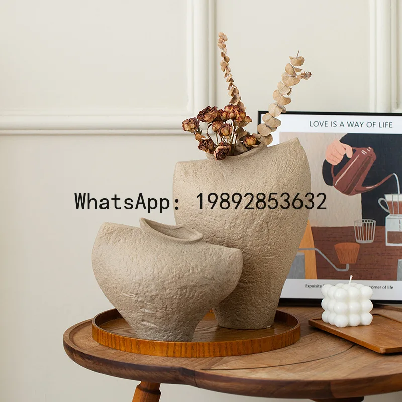 

HP advanced sense retro wabi sabi medieval ceramic vase creative water flower potter ornament ins style high value vase
