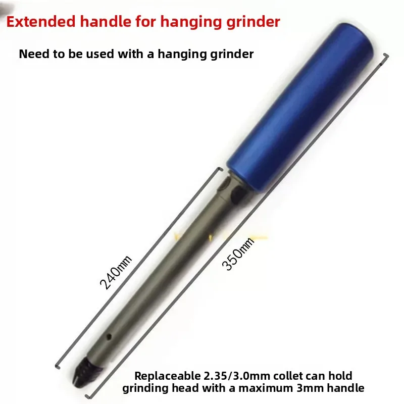 Extended handle of hanging grinder, inner cavity deep groove polishing, extended handle extension rod 3mm chuck