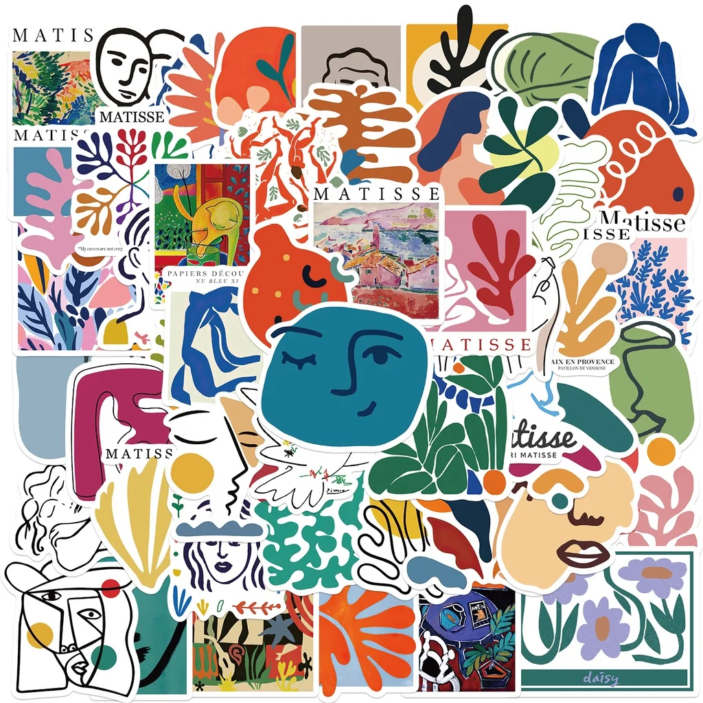 50PCS Matisse Style Landscape Painting Waterproof Graffiti Stickers for Helmet Bicycle Hand Account Pencil Case Decals