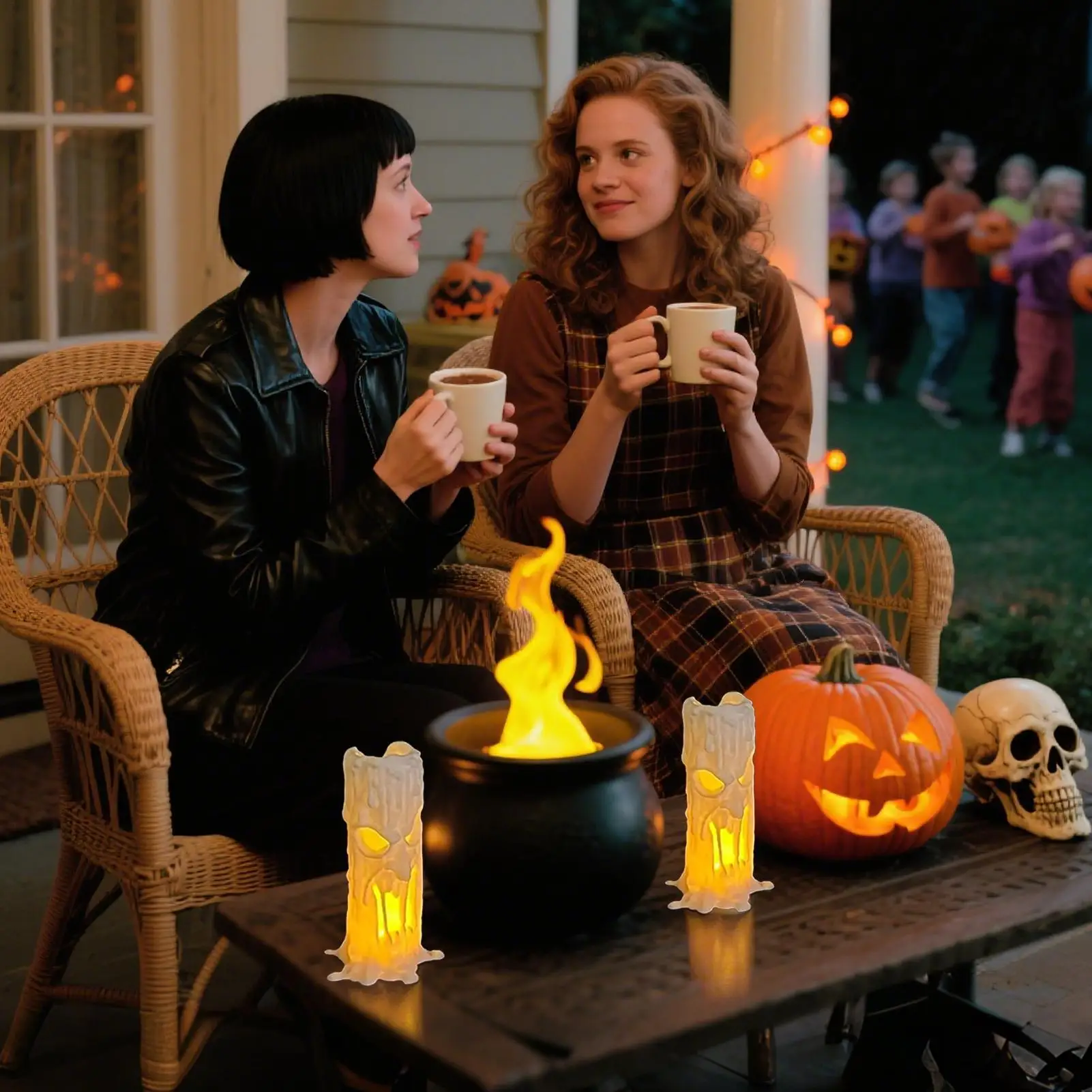 

Жуткие свечи, беспламенная свеча на Хэллоуин, светодиодный светильник для стола, мерцающая лампа, центральные элементы стола для спальни, книжная полка