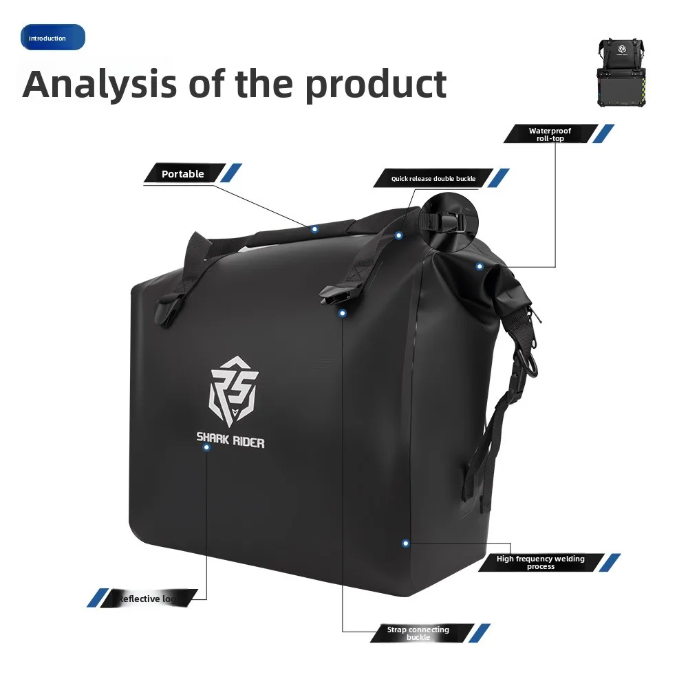 Motorbike Side Saddle Dry Bag, Roll‑Up Fully Waterproof PVC Luggage Pack, Durable Anti‑Tear Motorcycle Storage Bag for Road Trip